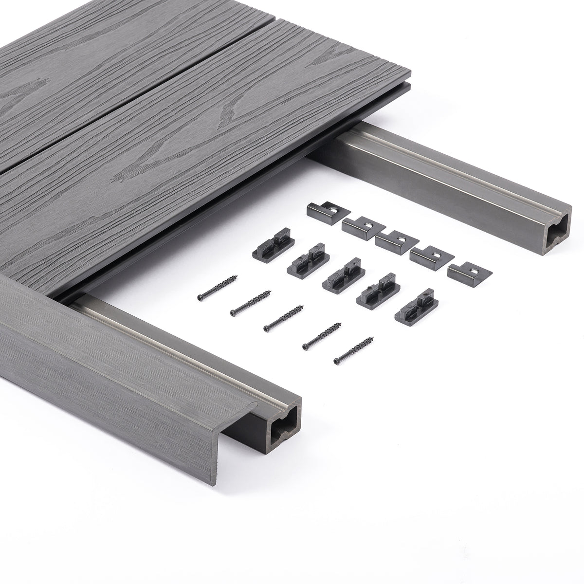 Composite Decking Kit with Light Weight Joist — Complete Durable Outdoor Decking System - Anthracite Grey