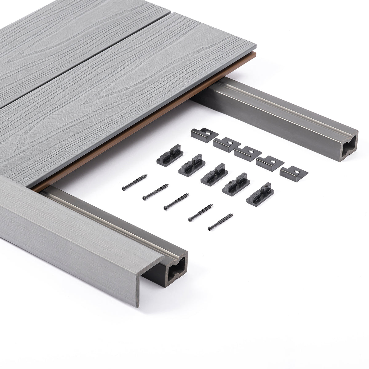 Composite Decking Kit with Light Weight Joist — Complete Durable Outdoor Decking System - Slate Grey