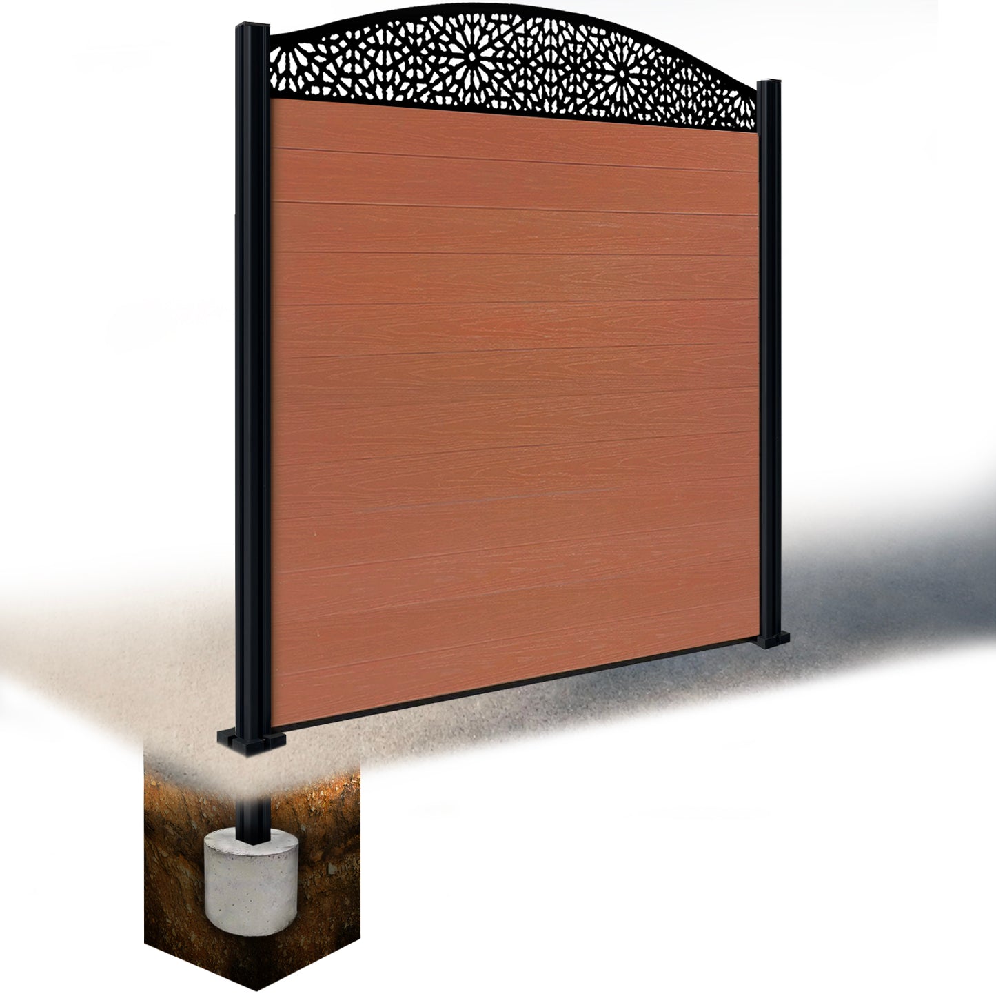 Composite Fence Kit - with Curved Morocco Trellis