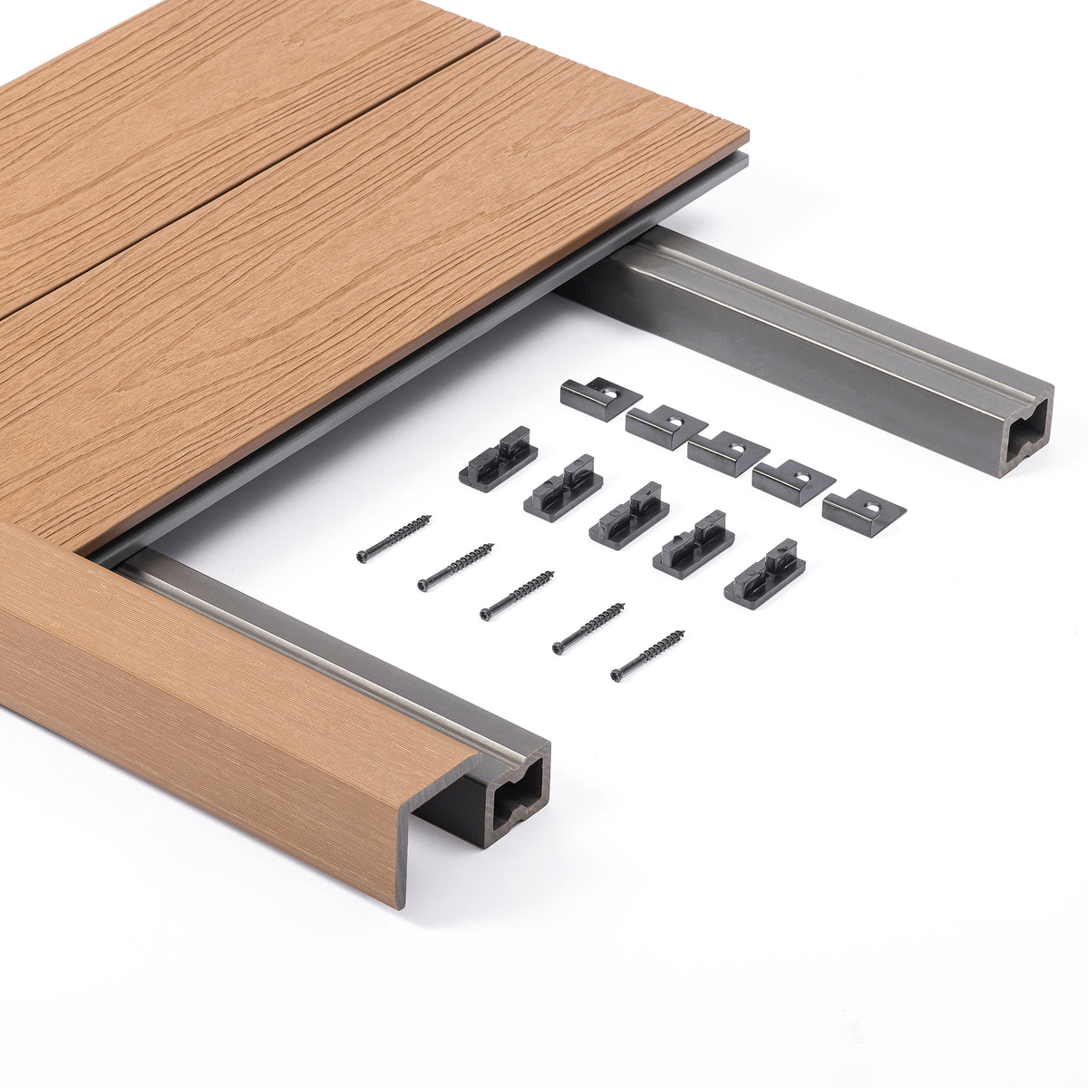 Composite Decking Kit with Light Weight Joist — Complete Durable Outdoor Decking System - Golden Teak