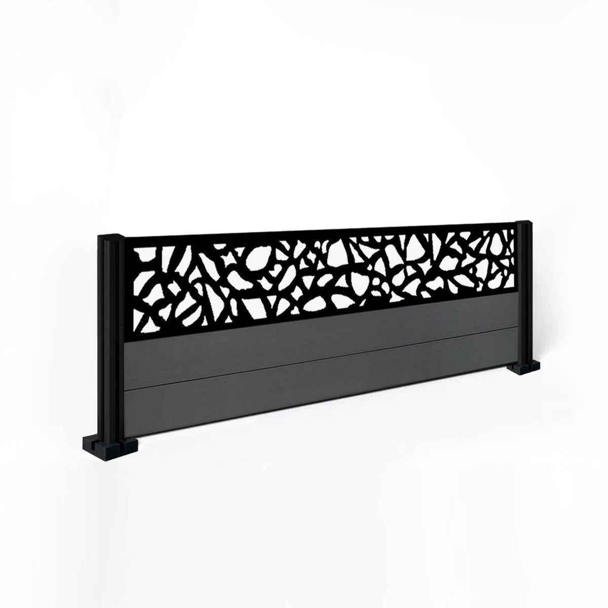 EasyComposite 2ft Composite Fence Panel & Aluminium Post Fitted Above Ground - Dark Grey RAL7016 Boards & Pebble Topper Trellis