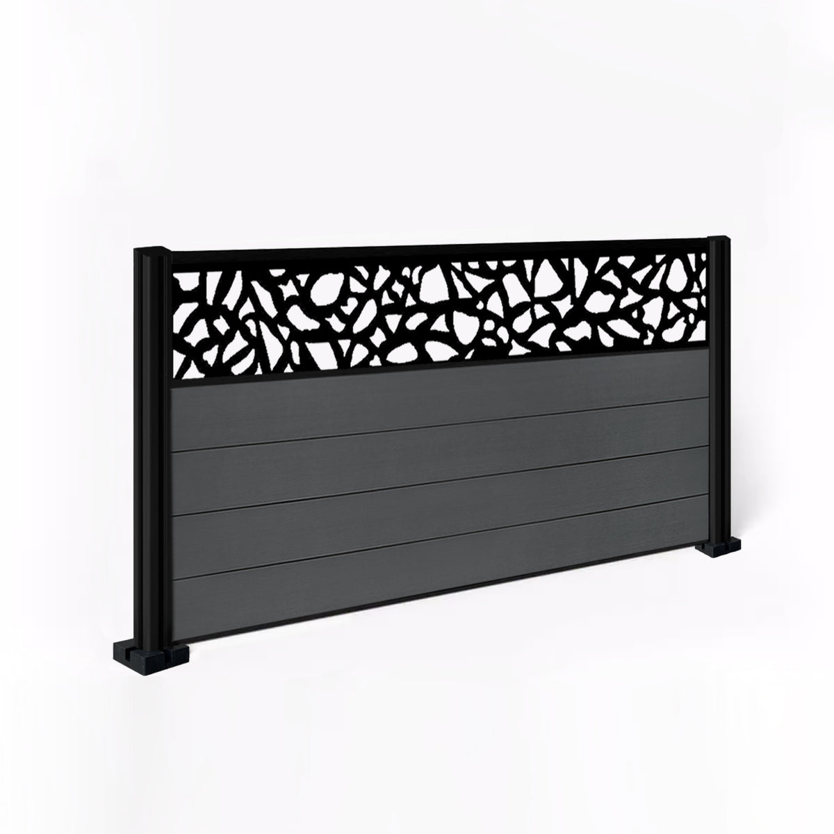 EasyComposite 3ft Composite Fence Panel & Aluminium Post Fitted Above Ground - Dark Grey RAL7016 Boards & Pebble Topper Trellis