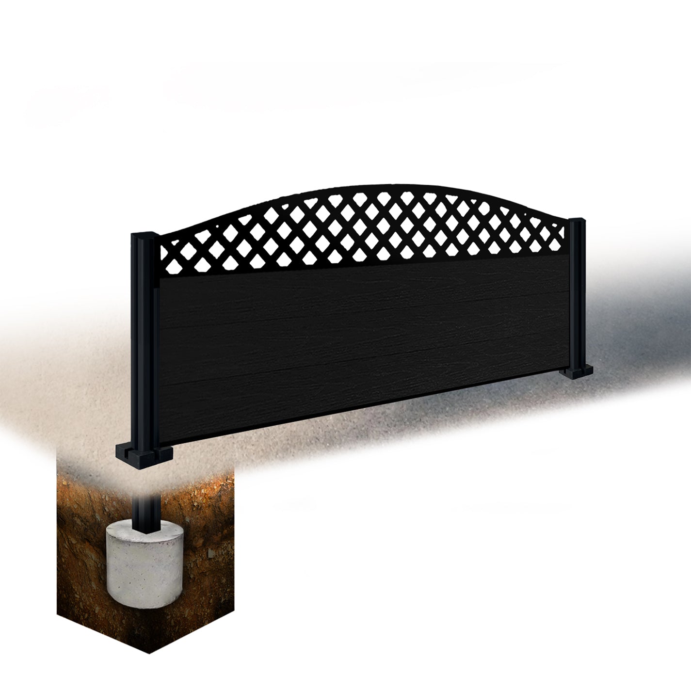 Composite Fence Kit - with Curved Wave Trellis
