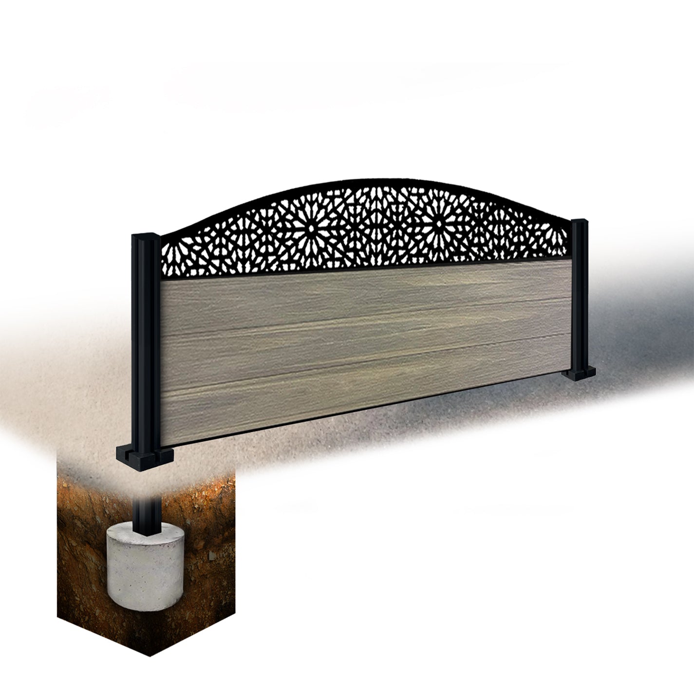 Composite Fence Kit - with Curved Morocco Trellis