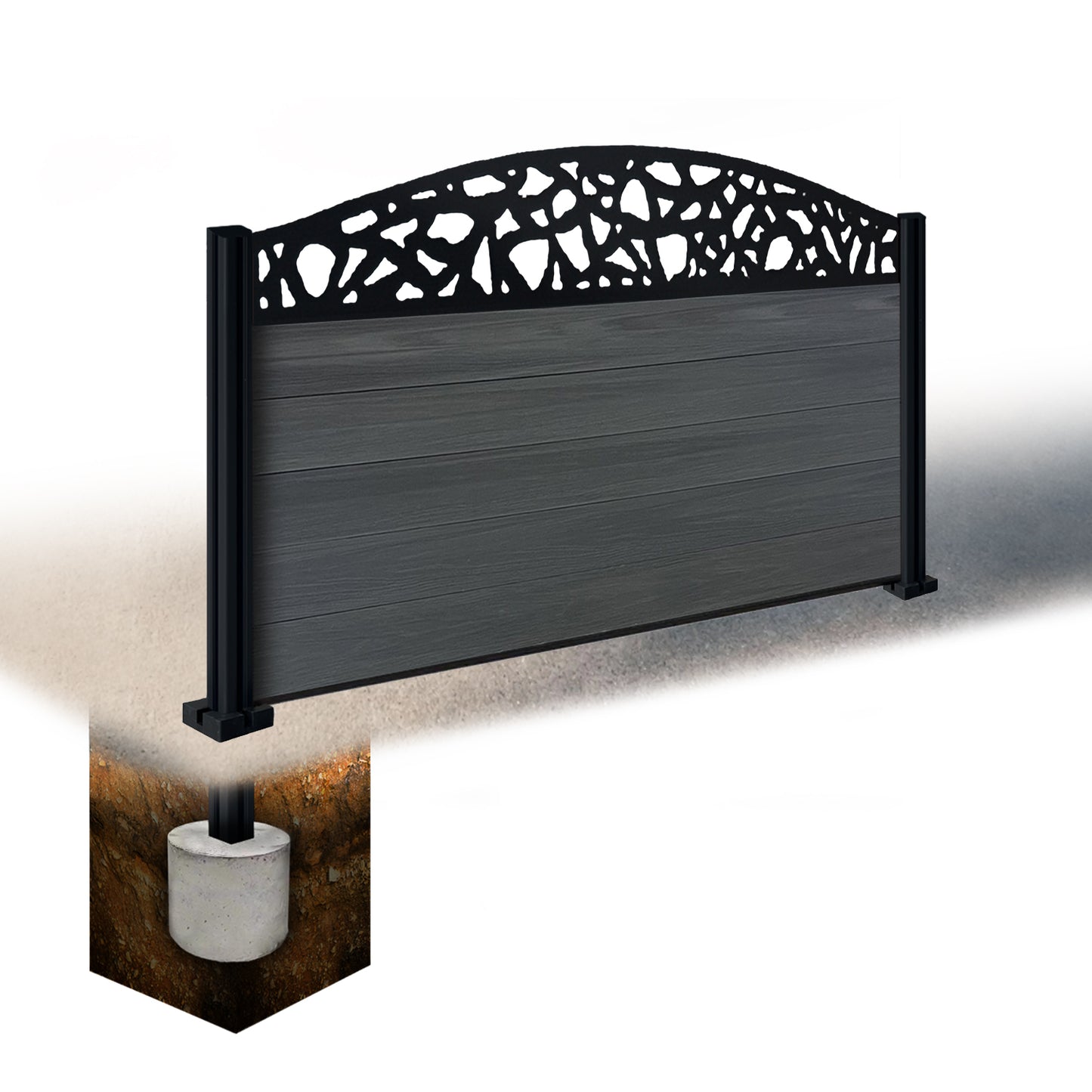 Composite Fence Kit - with Curved Pebble Trellis