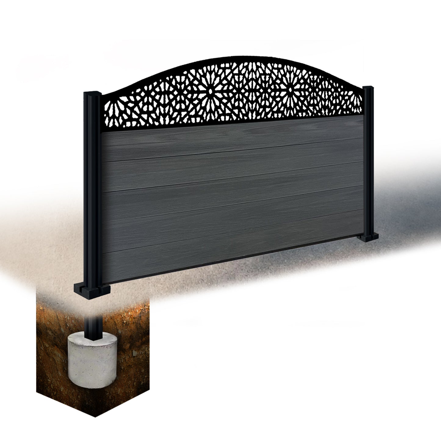 Composite Fence Kit - with Curved Morocco Trellis