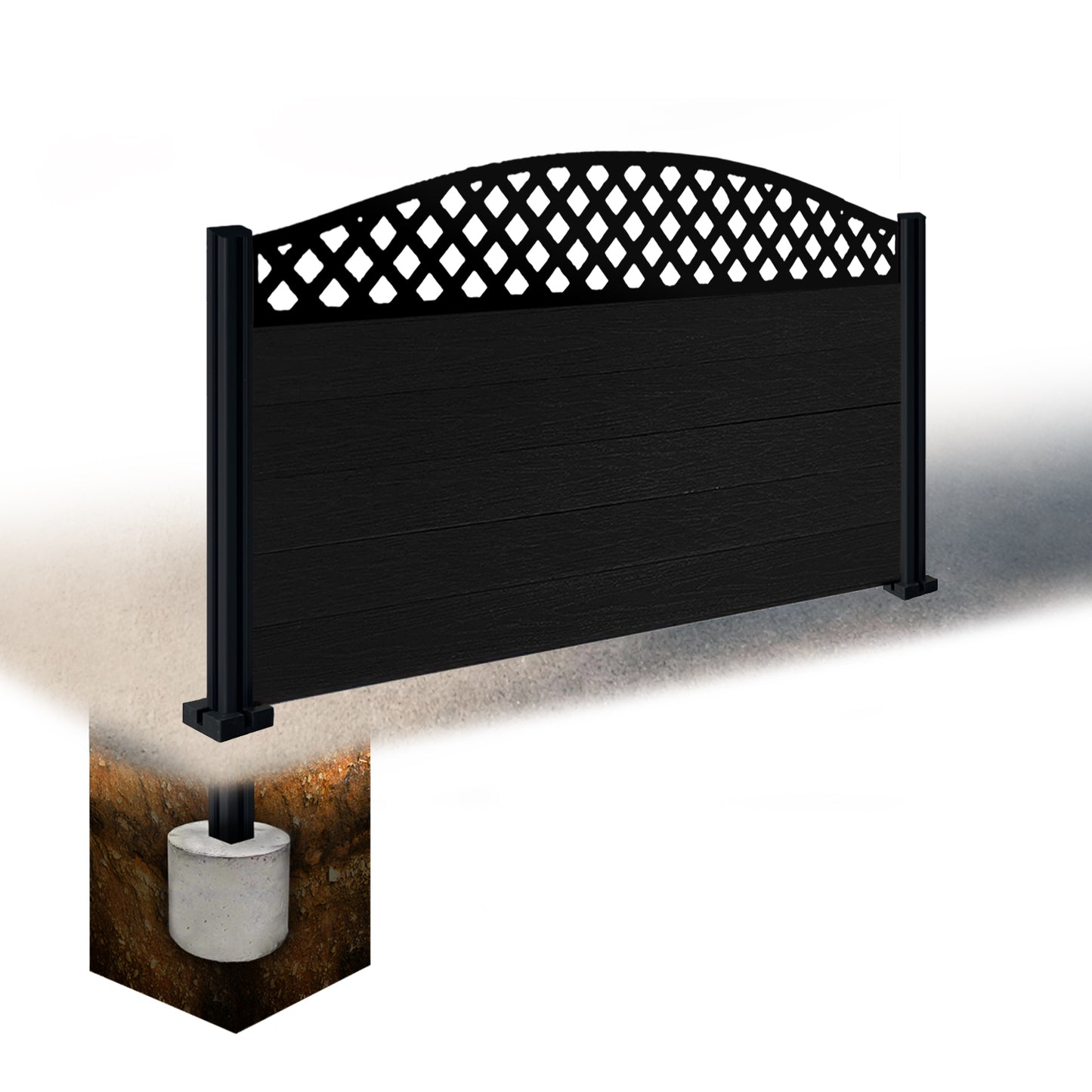 Composite Fence Kit - with Curved Wave Trellis