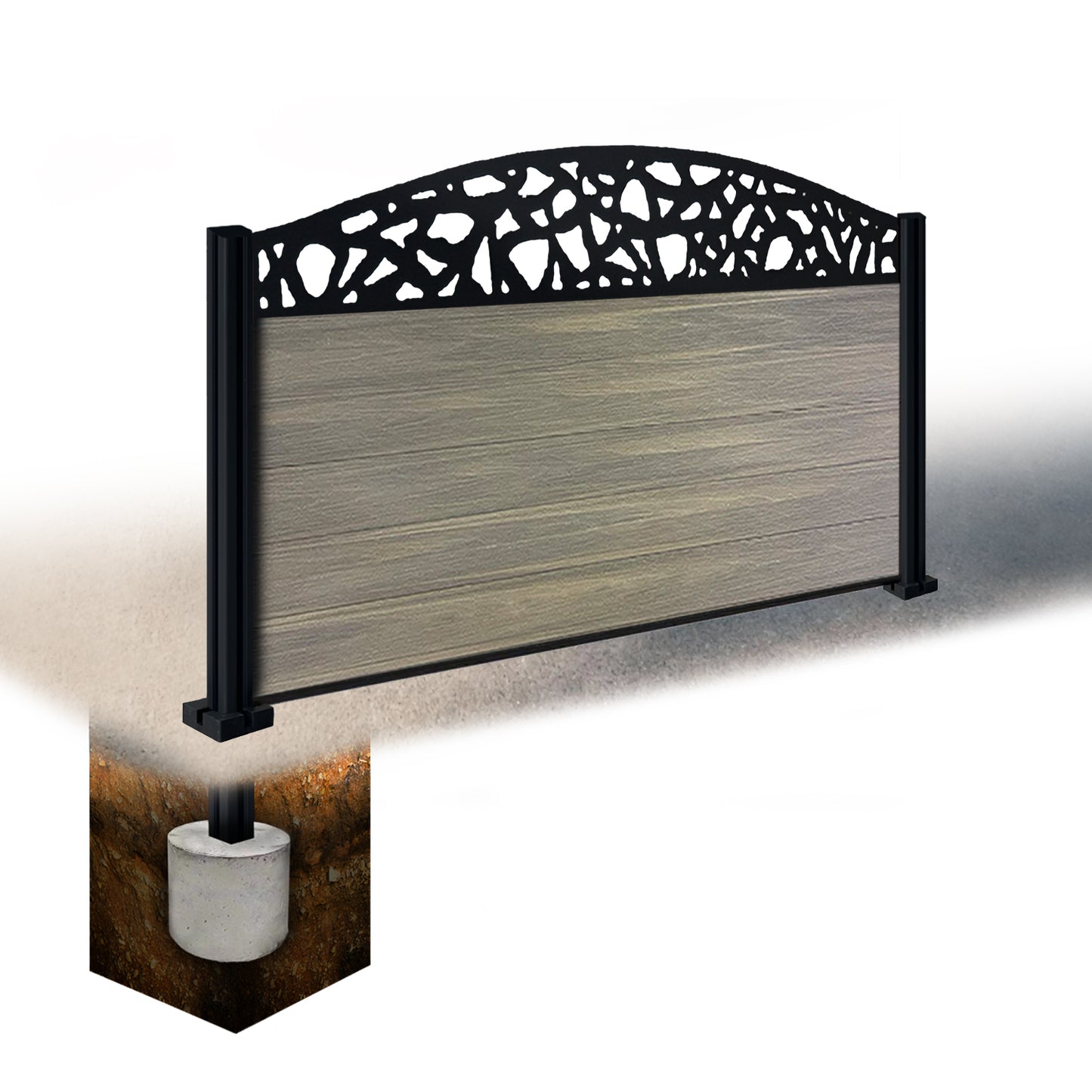 Composite Fence Kit - with Curved Pebble Trellis