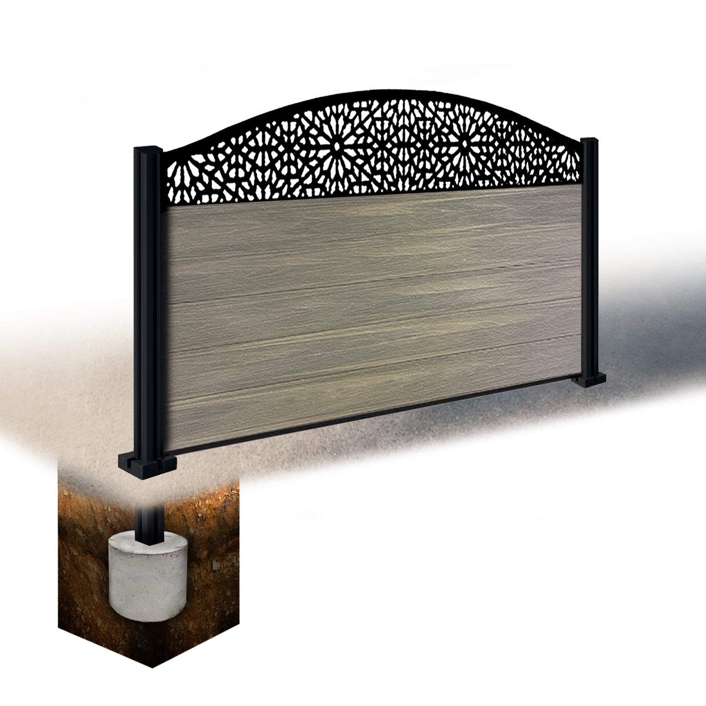 Composite Fence Kit - with Curved Morocco Trellis