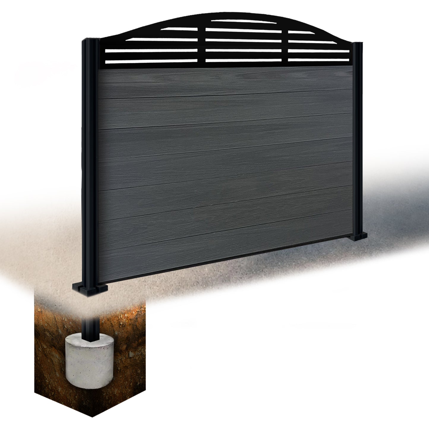 Composite Fence Kit - with Curved Slat Trellis