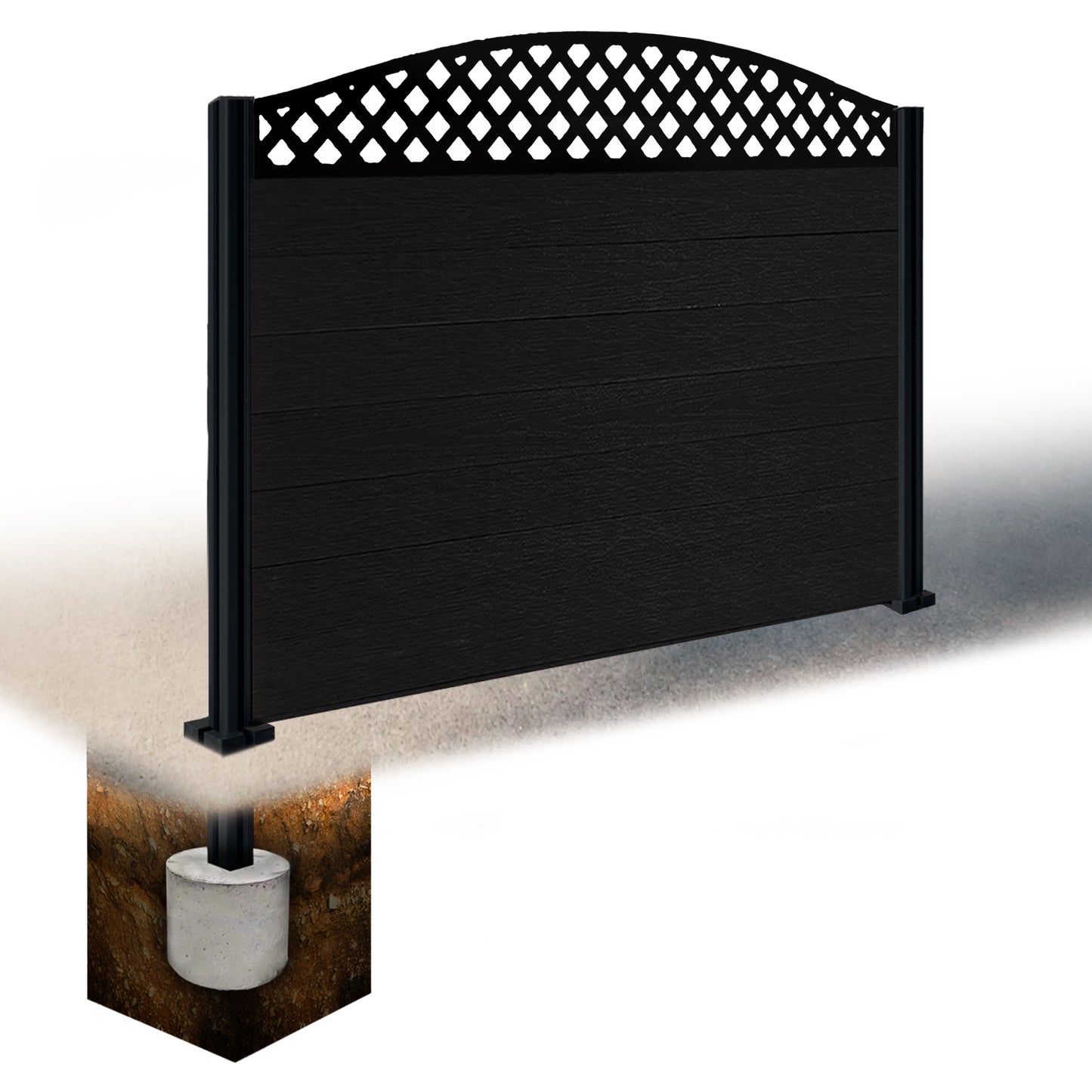 Composite Fence Kit - with Curved Wave Trellis