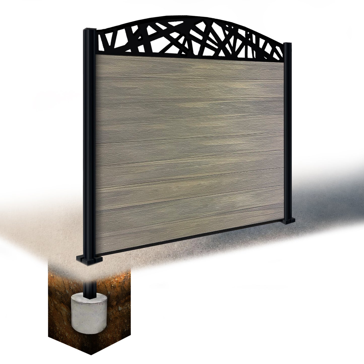 Composite Fence Kit - with Curved Laser Trellis