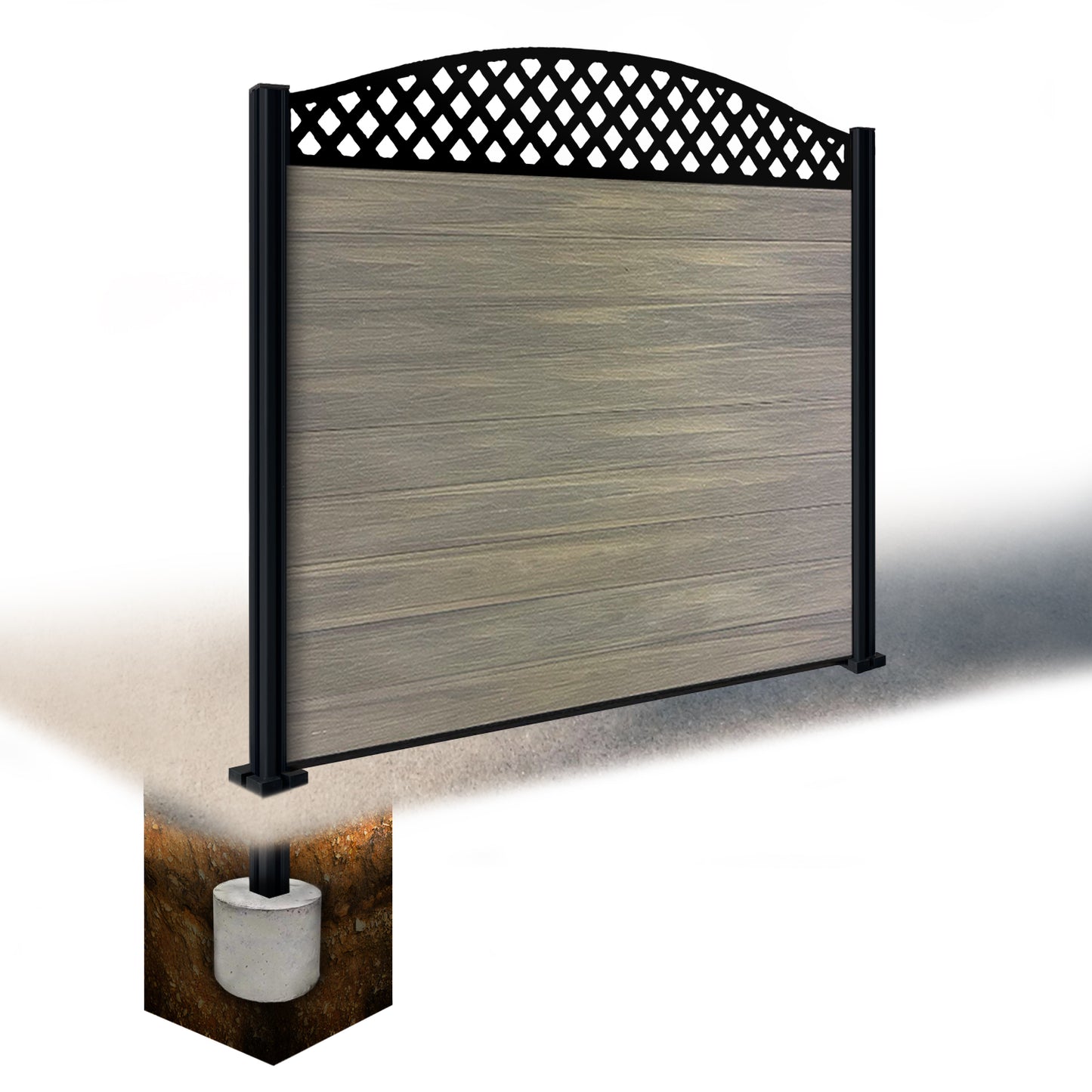 Composite Fence Kit - with Curved Wave Trellis