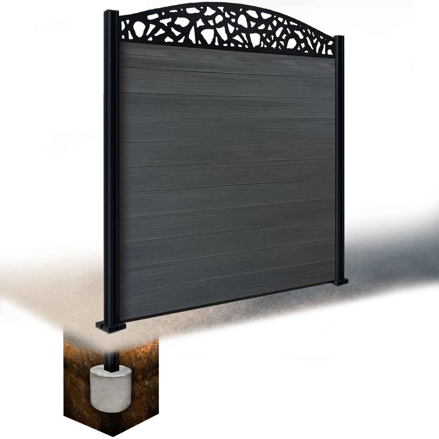 Composite Fence Kit - with Curved Pebble Trellis