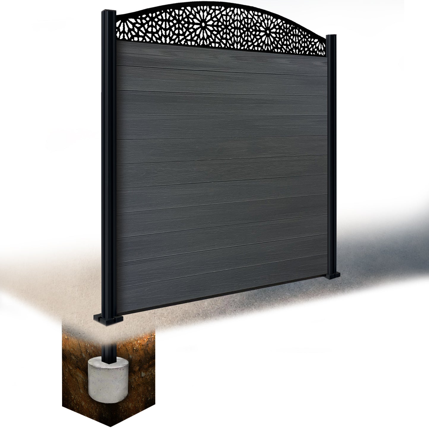 Composite Fence Kit - with Curved Morocco Trellis