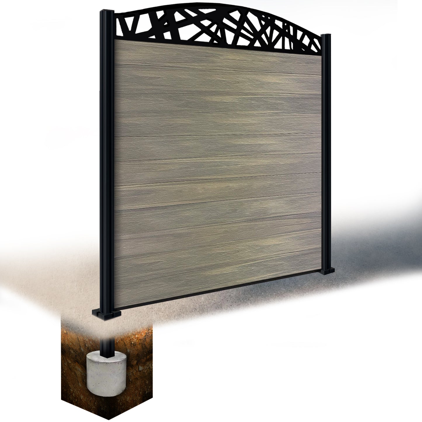 Composite Fence Kit - with Curved Laser Trellis