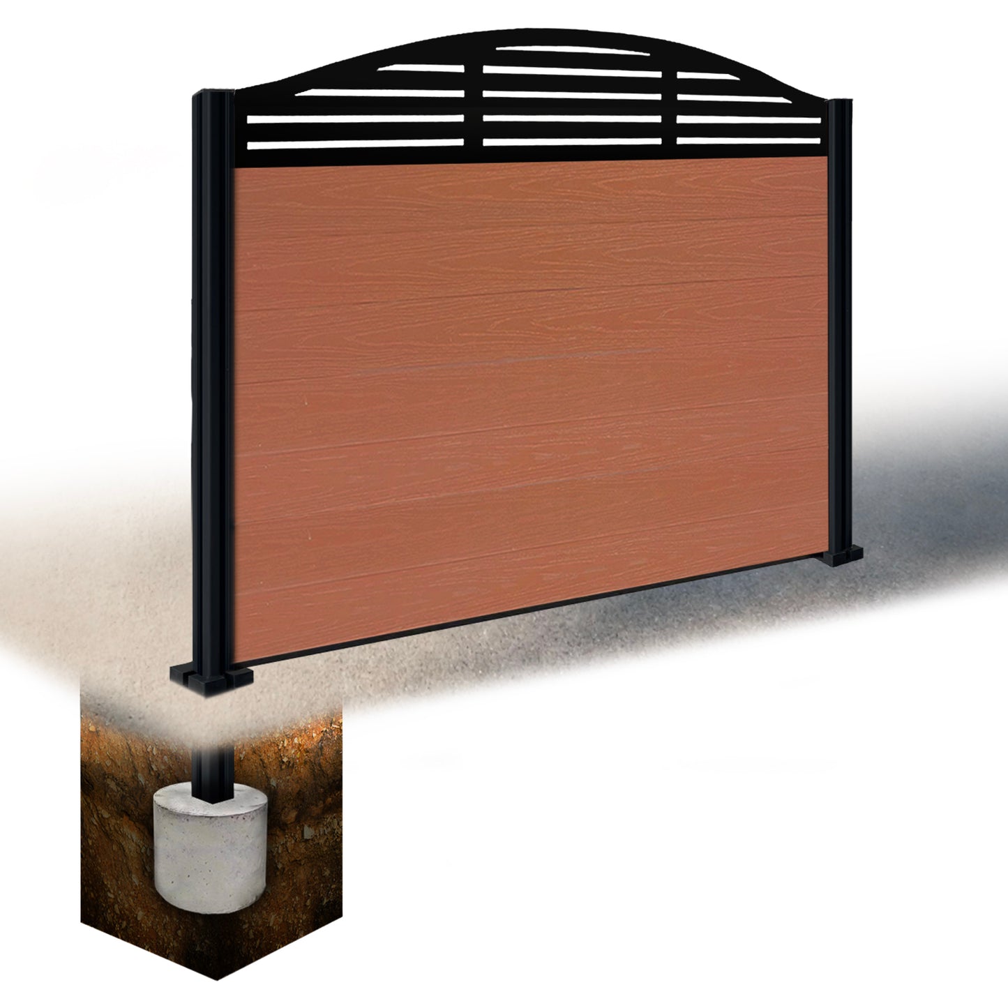 Composite Fence Kit - with Curved Slat Trellis