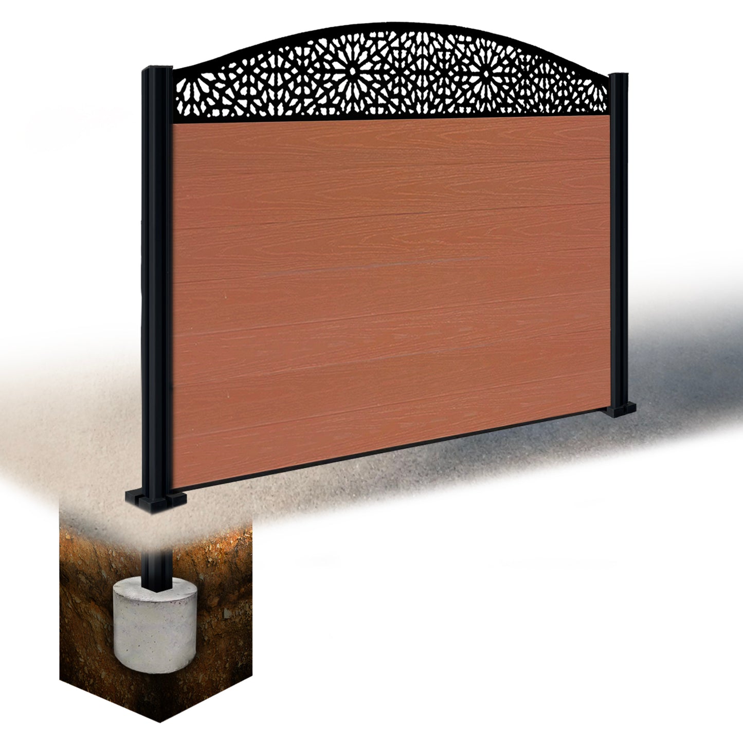 Composite Fence Kit - with Curved Morocco Trellis