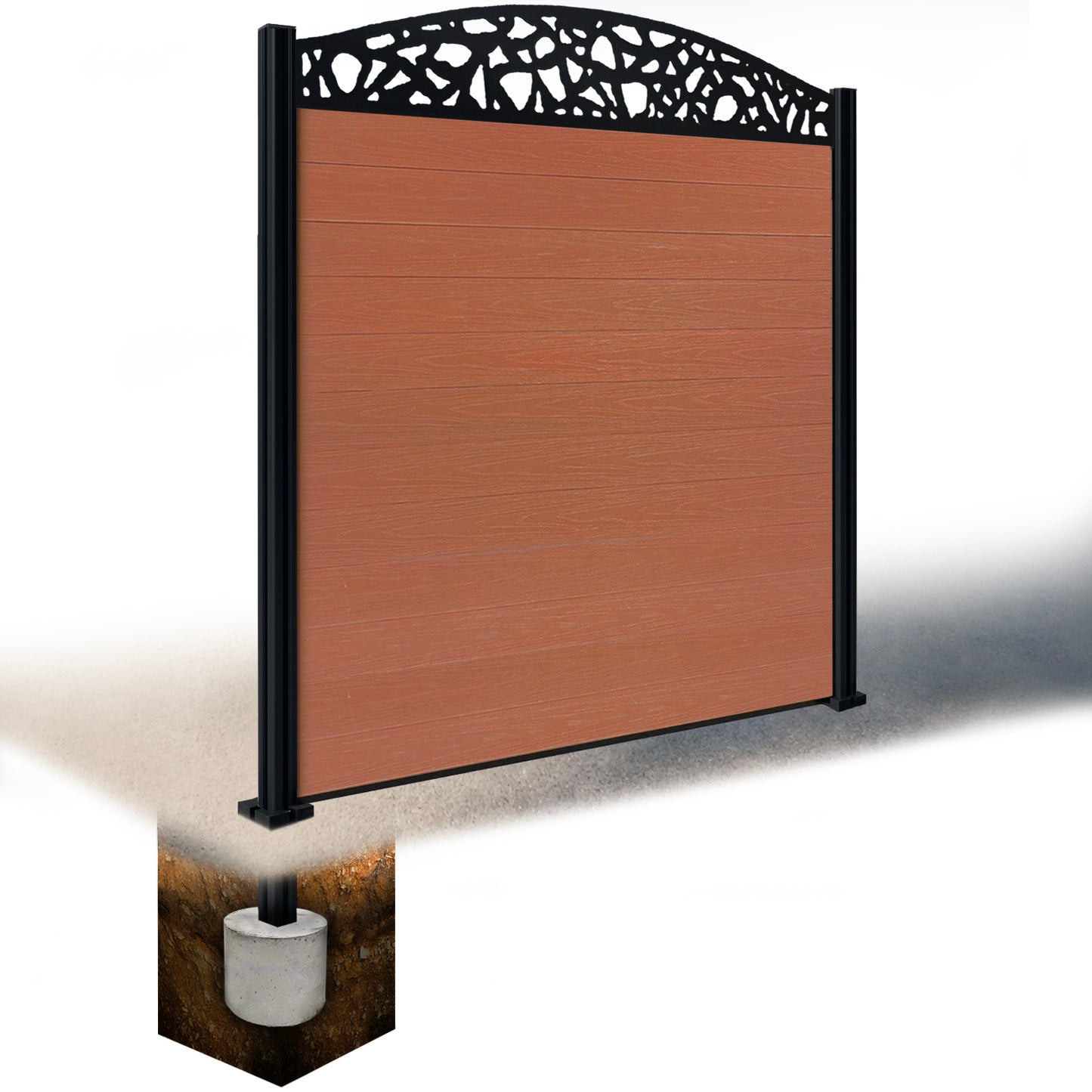 Composite Fence Kit - with Curved Pebble Trellis